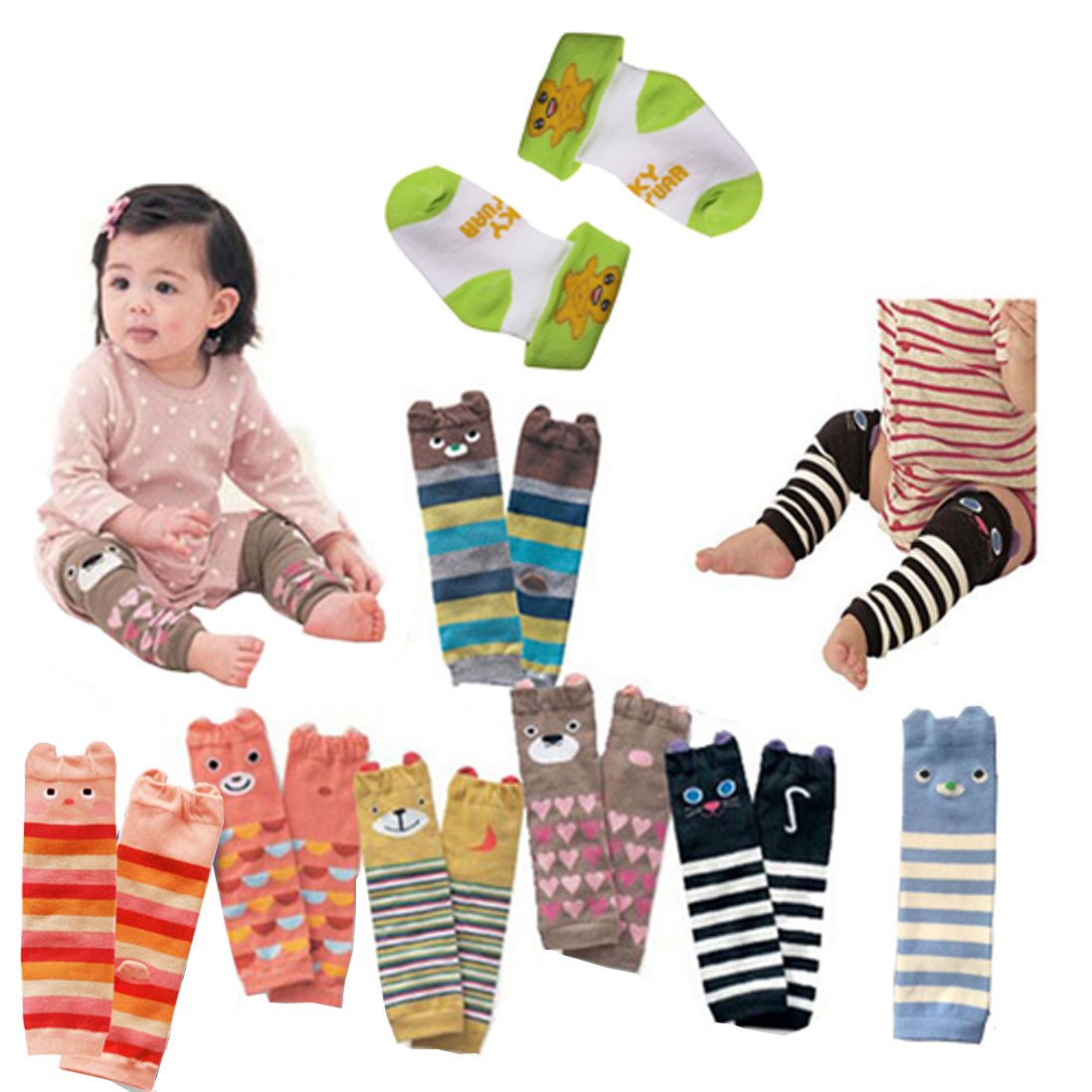 Lucky Staryuan Set of 6 Baby Leg Warmer Combed Cotton Leg Warmers for Baby Girls